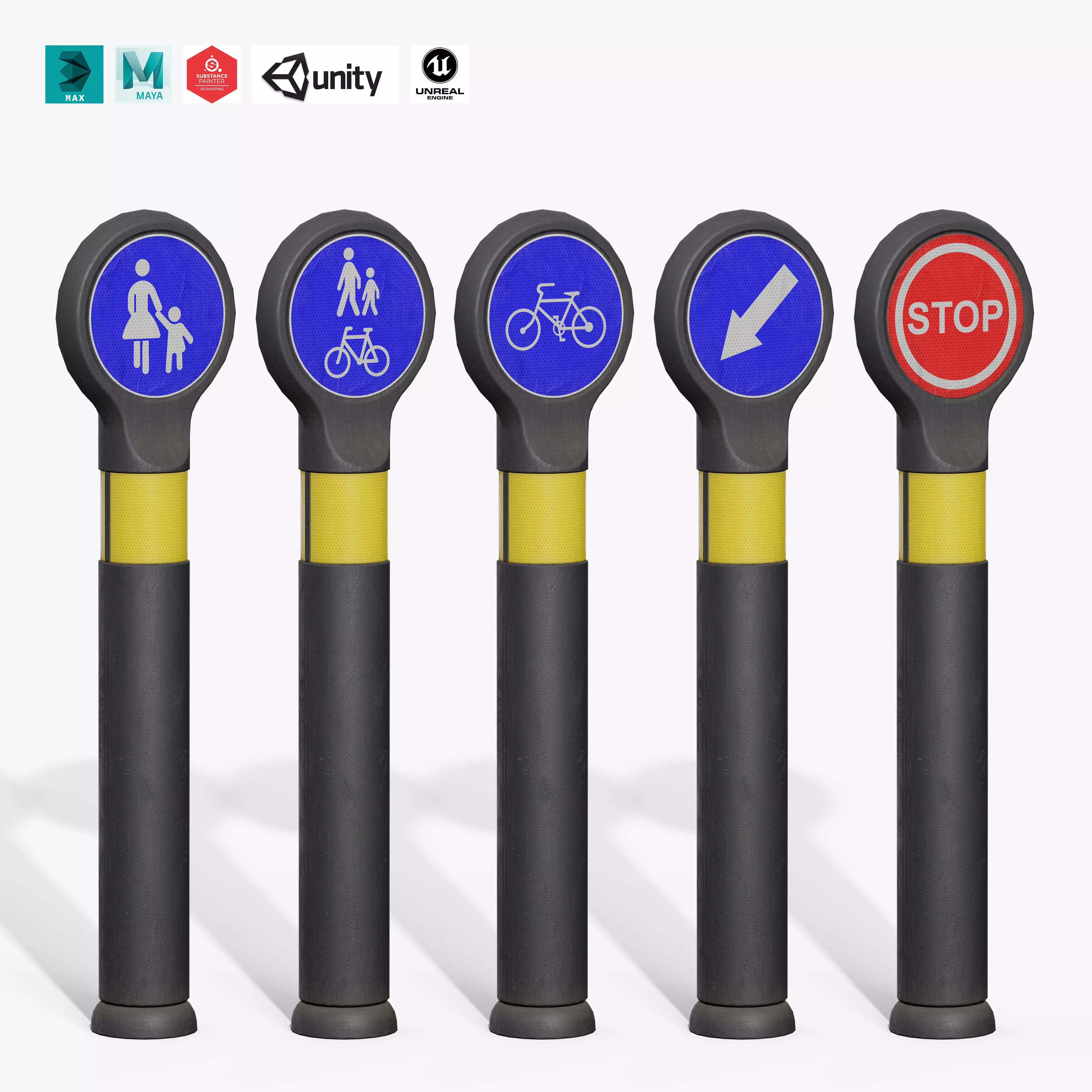 Traffic Bollard E Low-poly 3D model_0