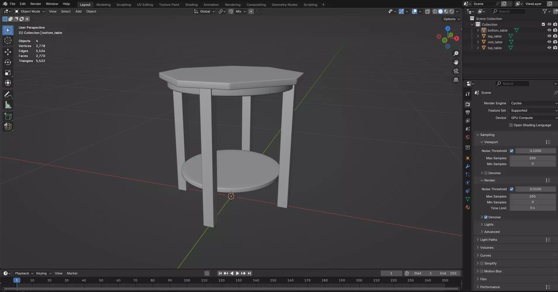 Octagon Table CG99 3D model_7
