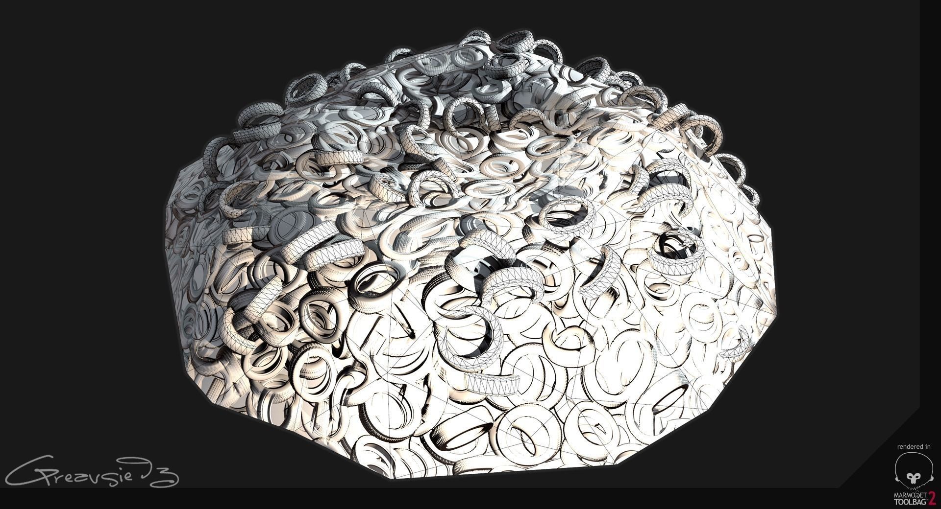 Low Poly PBR Tyre Pile Low-poly 3D model_5