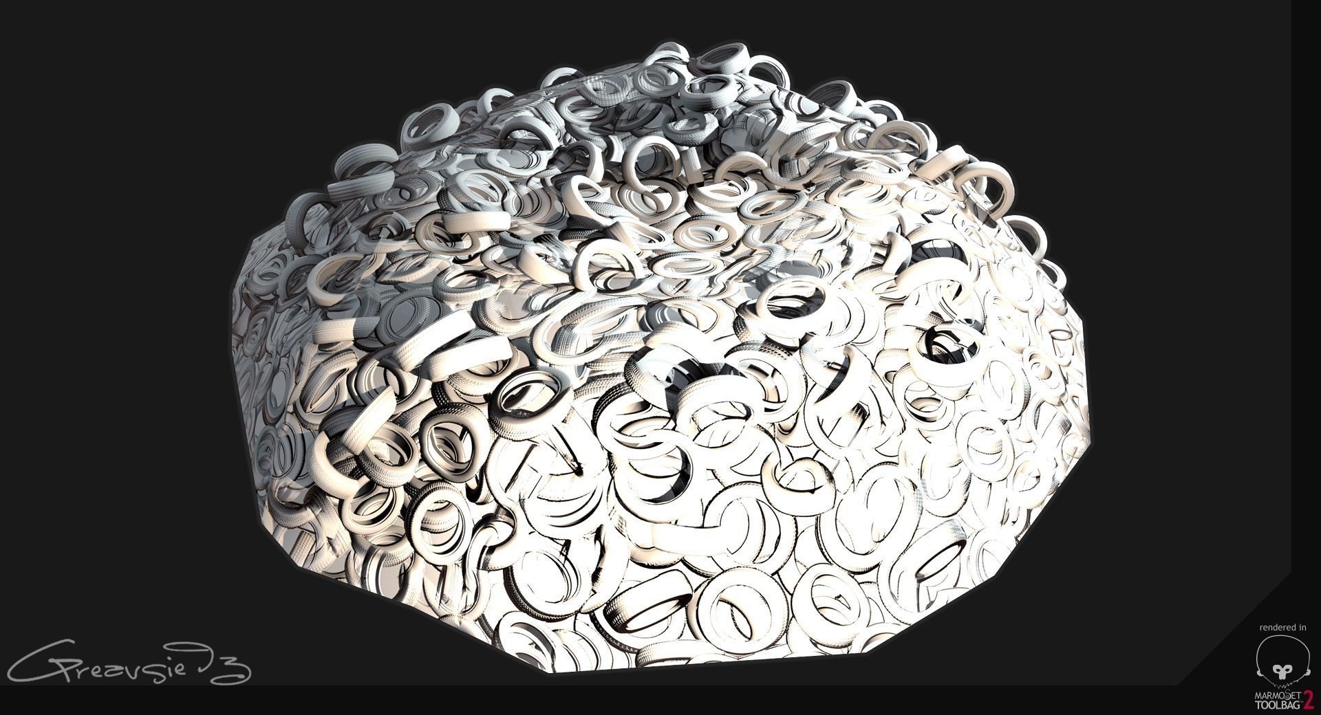 Low Poly PBR Tyre Pile Low-poly 3D model_4