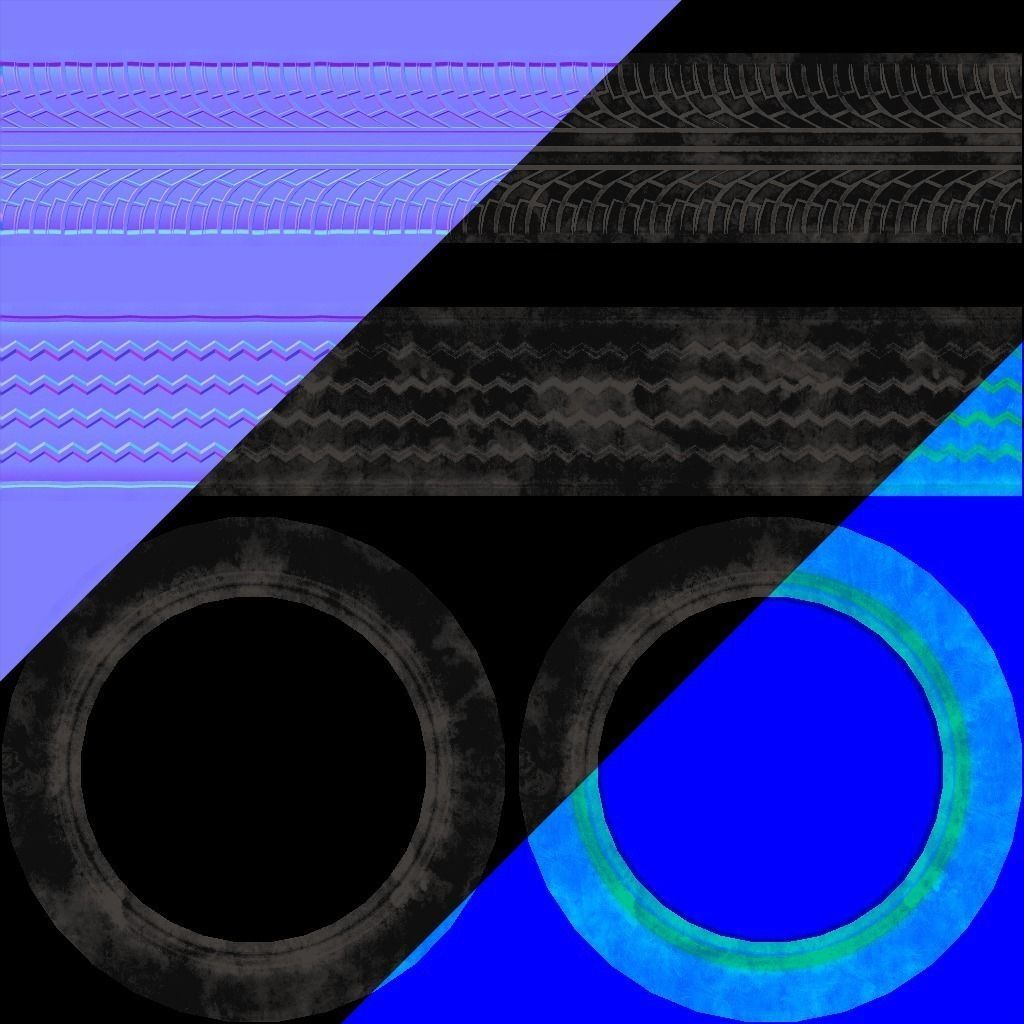 Low Poly PBR Tyre Pile Low-poly 3D model_6