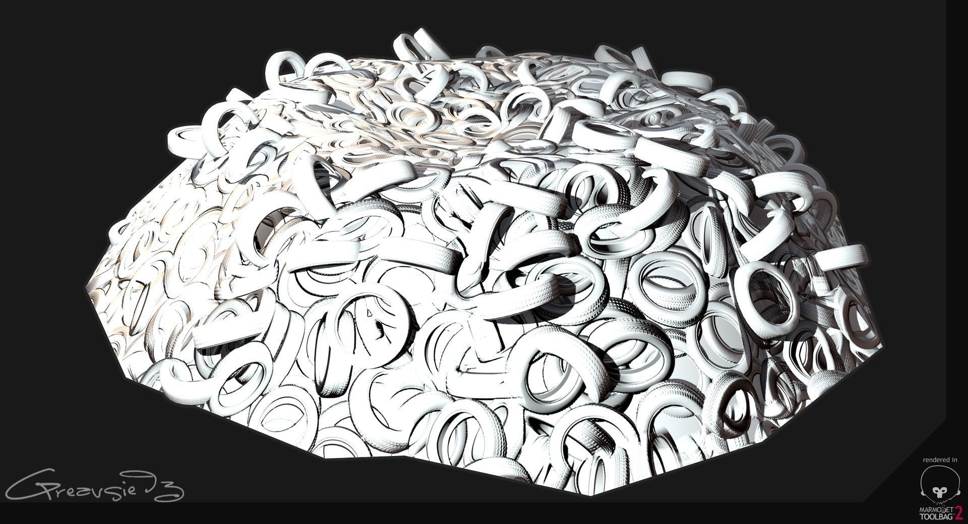 Low Poly PBR Tyre Pile Low-poly 3D model_1