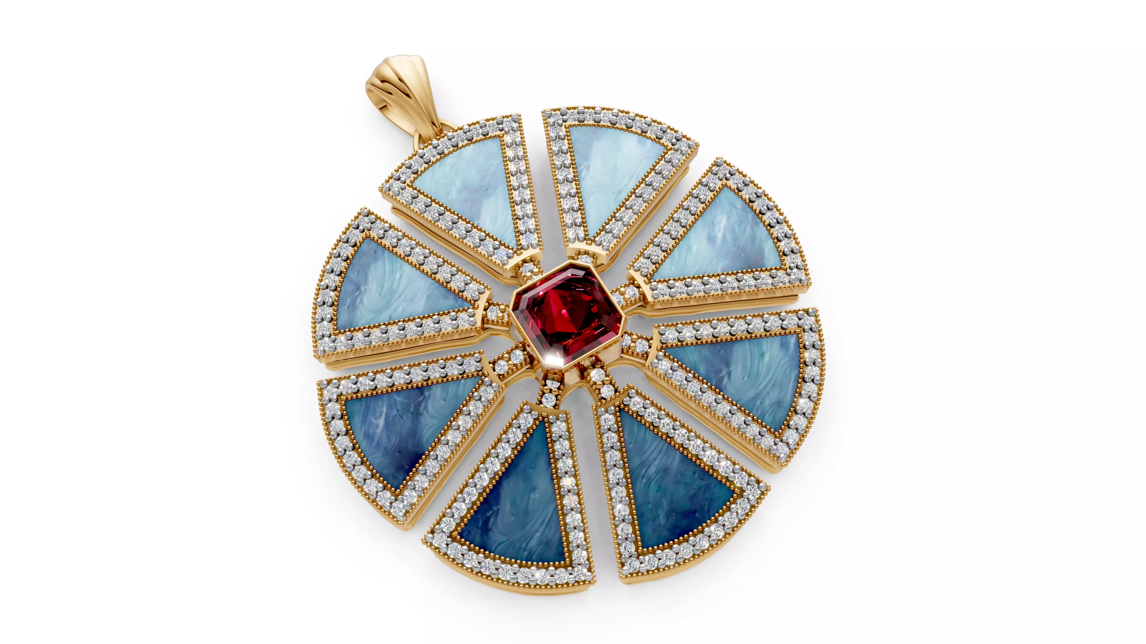 Art Deco Diamond Flower Pendant 3D print model