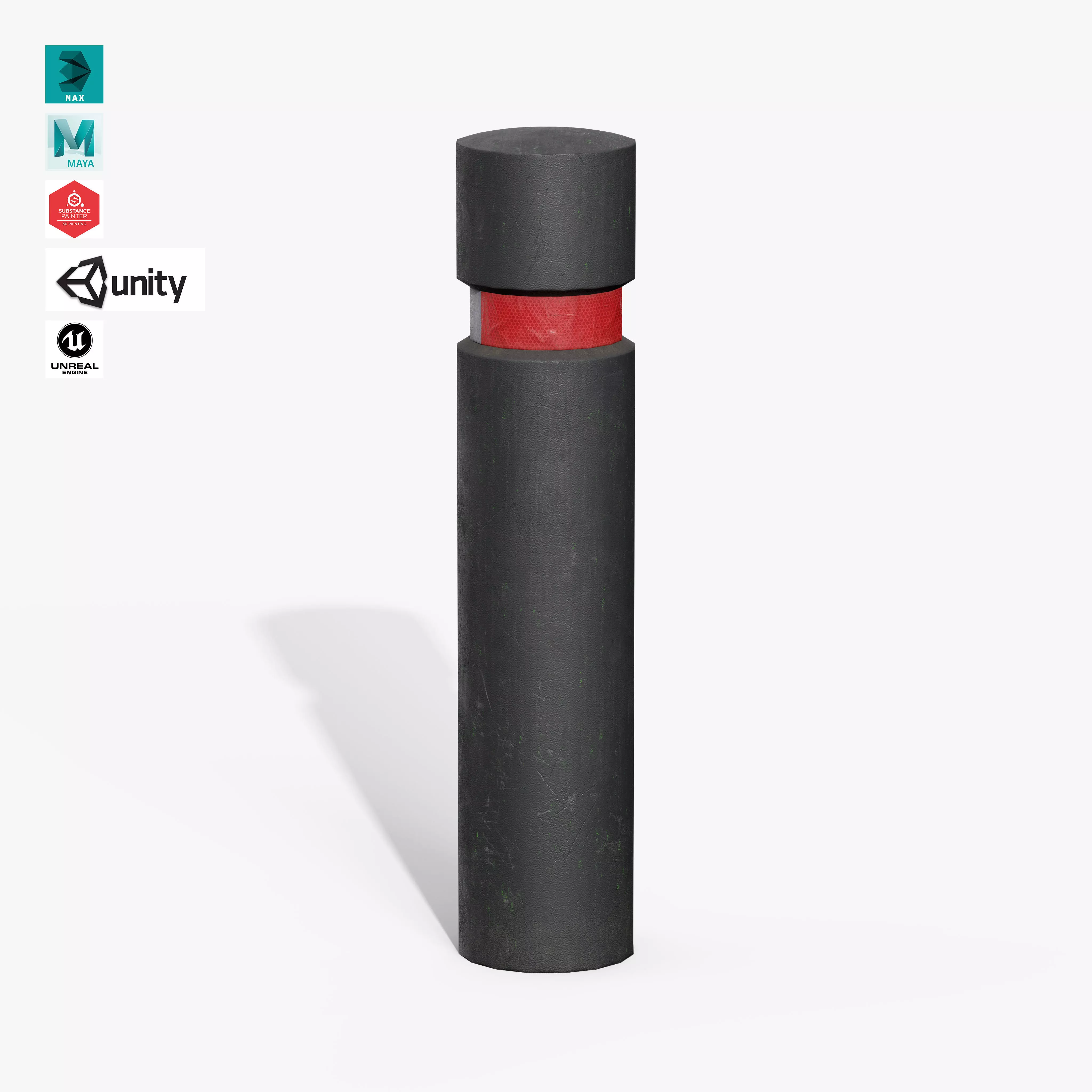 Traffic Bollard F Low-poly 3D model_0