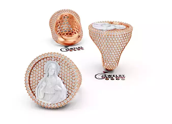 Custom Jesus Face Diamond Iceout Ring - Jesus Ring 