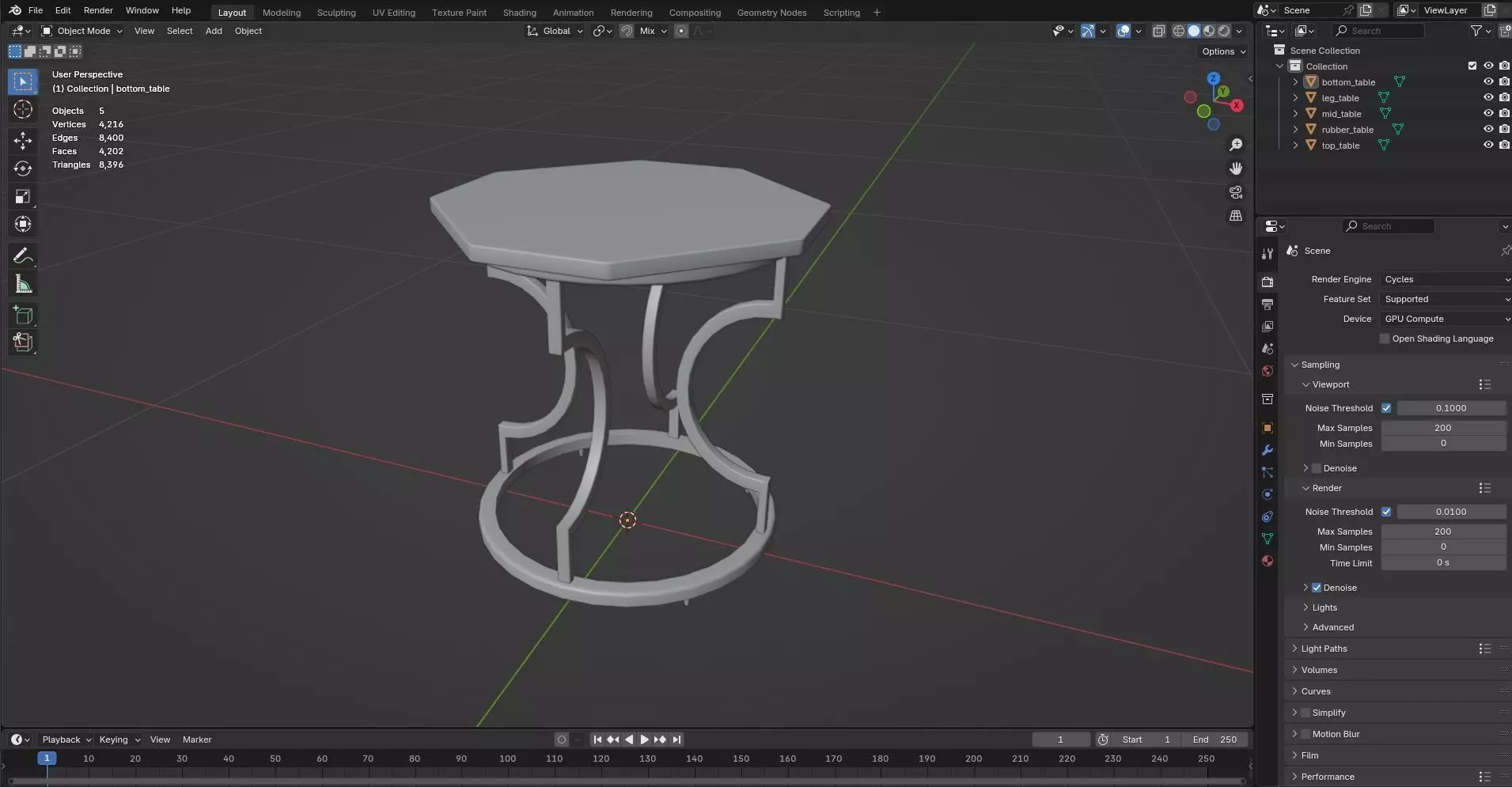 Octagon Table CG101 3D model_7