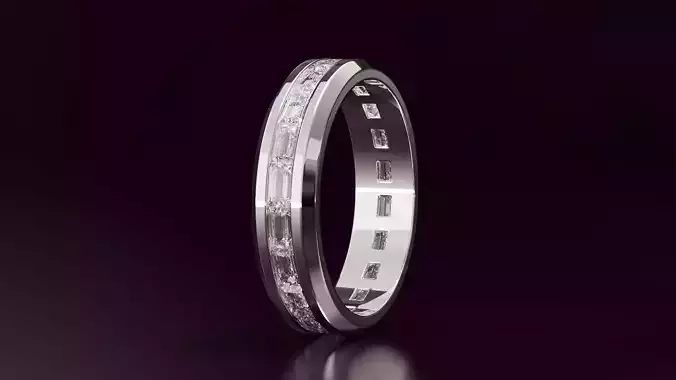 Channel Set Baguette Straight Eternity Ring N08 162CT EU54