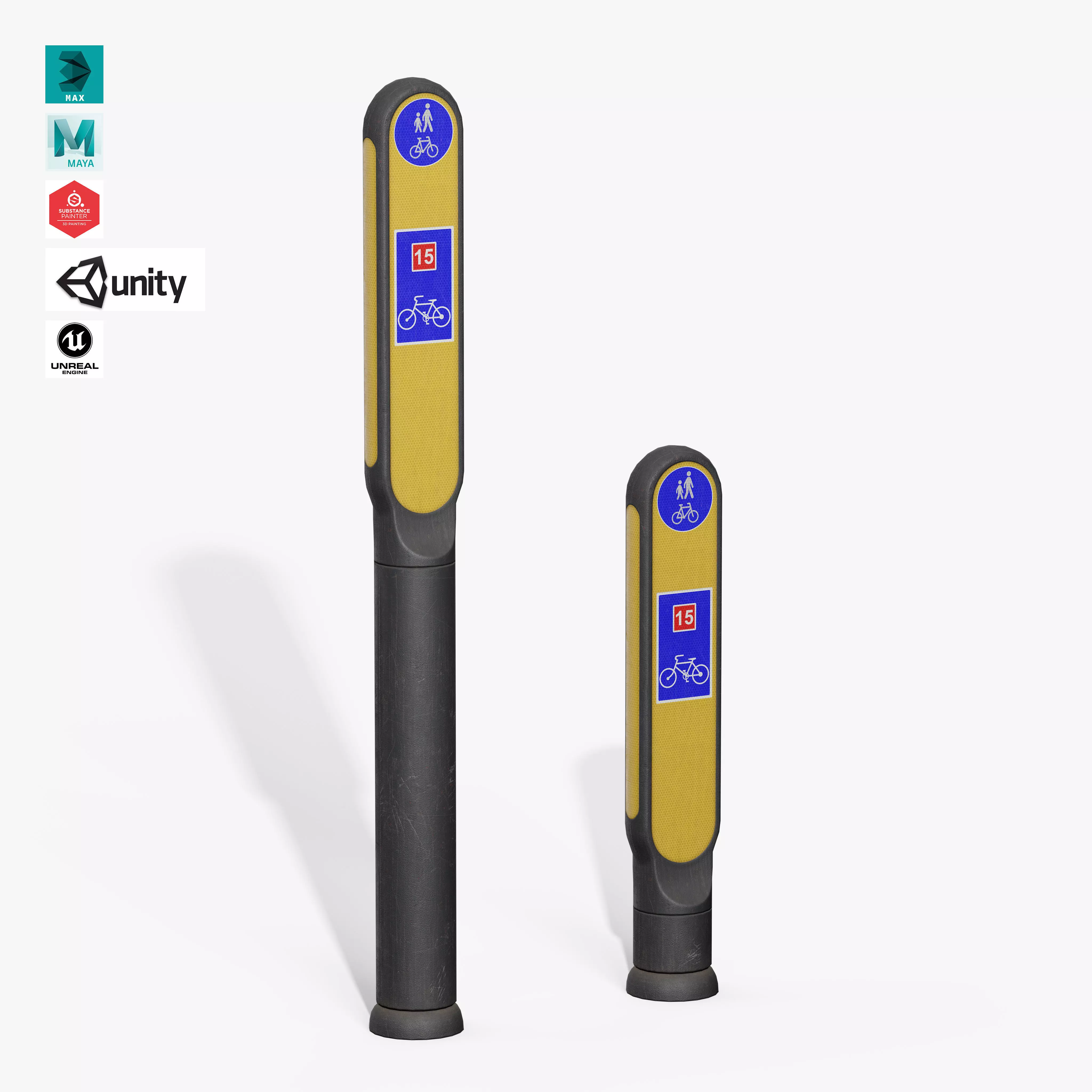 Traffic Bollard G Low-poly 3D model_0