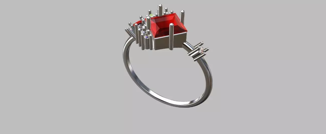 Carre Ring 4x4mm 3D print model_3