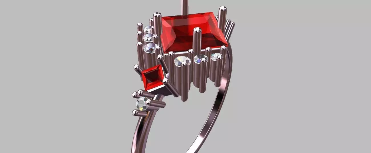 Carre Ring 4x4mm 3D print model_11