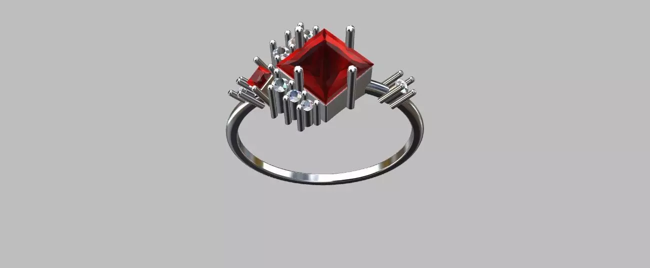 Carre Ring 4x4mm 3D print model_4