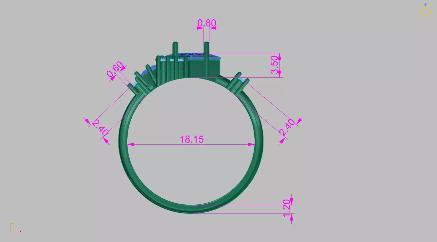 Carre Ring 4x4mm 3D print model_26