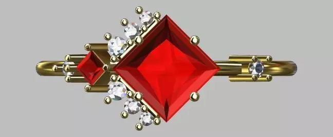 Carre Ring 4x4mm 3D print model_6