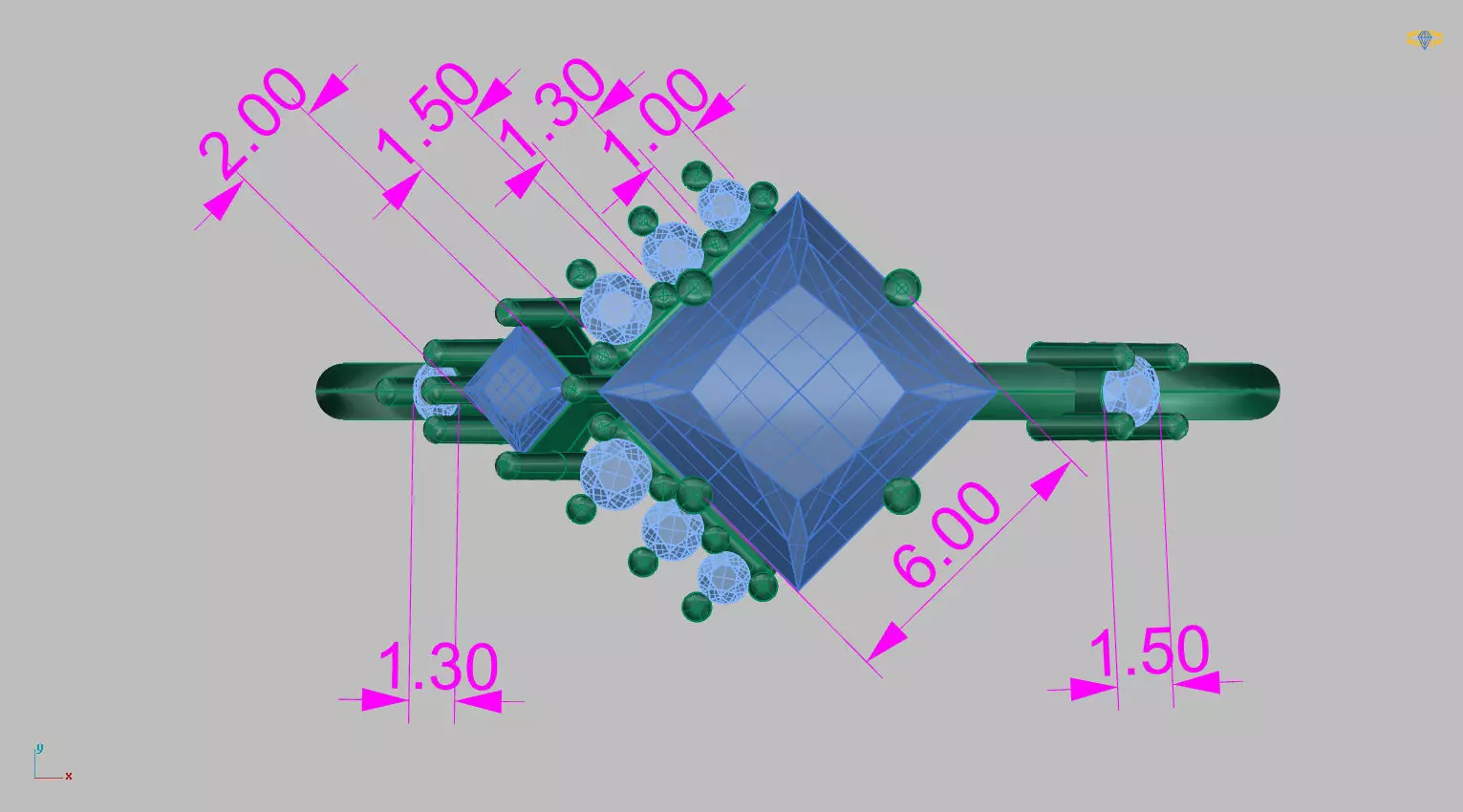 Carre Ring 4x4mm 3D print model_27