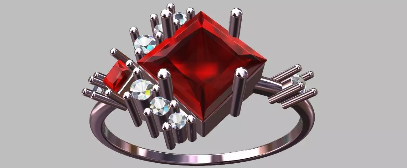 Carre Ring 4x4mm 3D print model_15