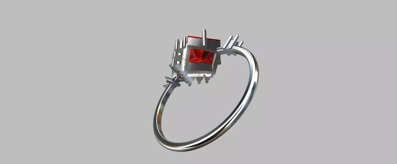 Carre Ring 4x4mm 3D print model_5