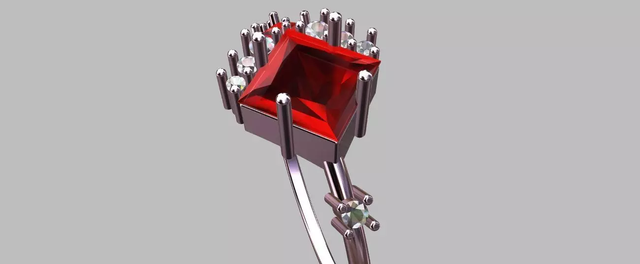 Carre Ring 4x4mm 3D print model_13