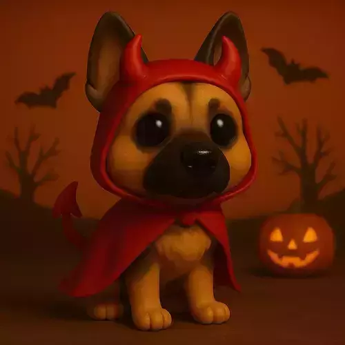 Pastor Aleman Diablillo de Halloween