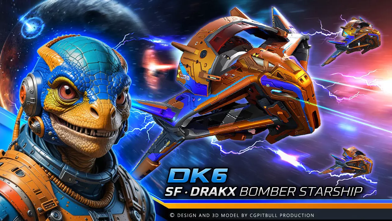 DRAKX - ALIEN Bomber DK6 Low-poly 3D model_0