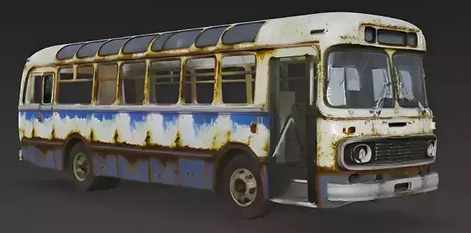 Broken scratched old bus 3d model