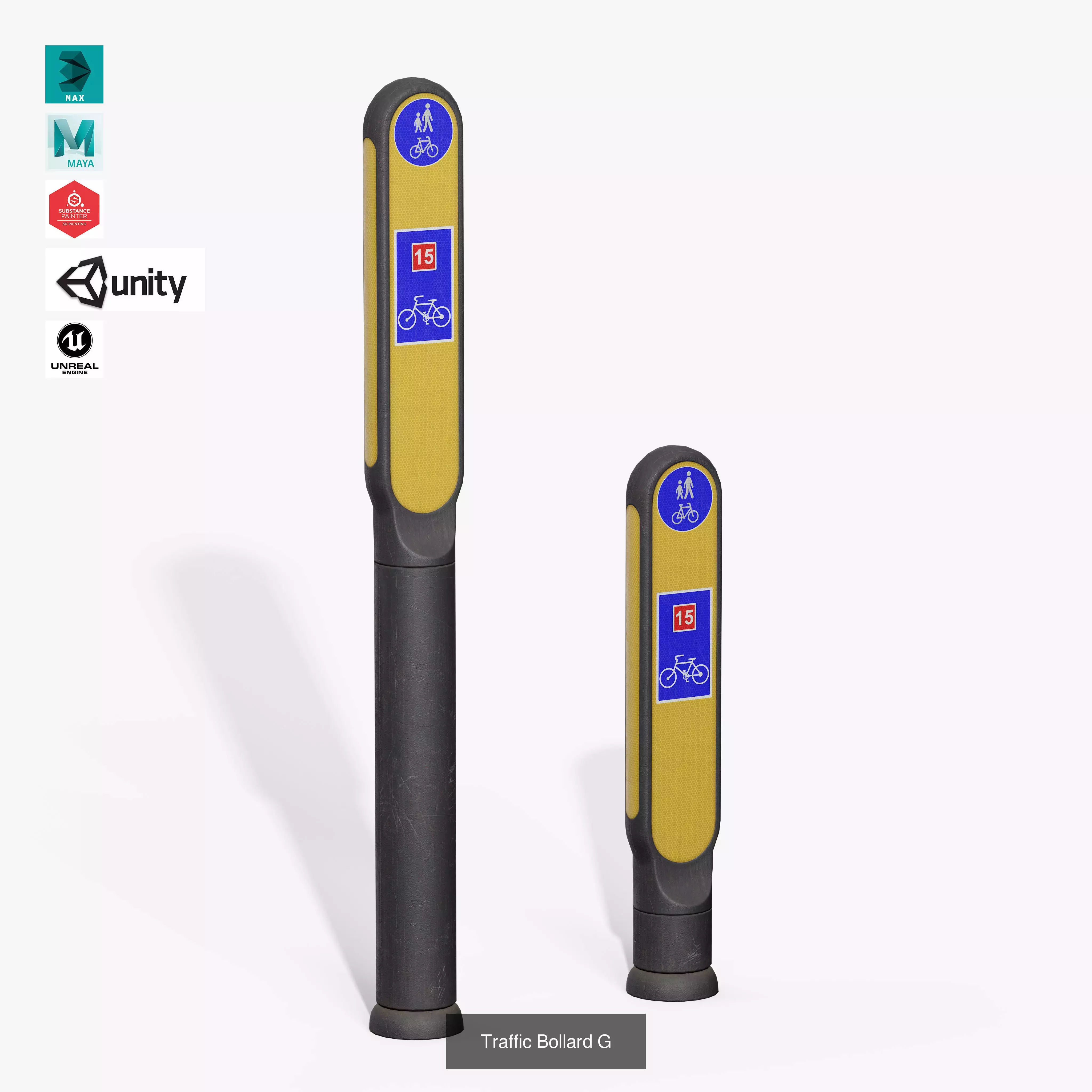 Traffic Bollards Pack 3D Model Collection_14