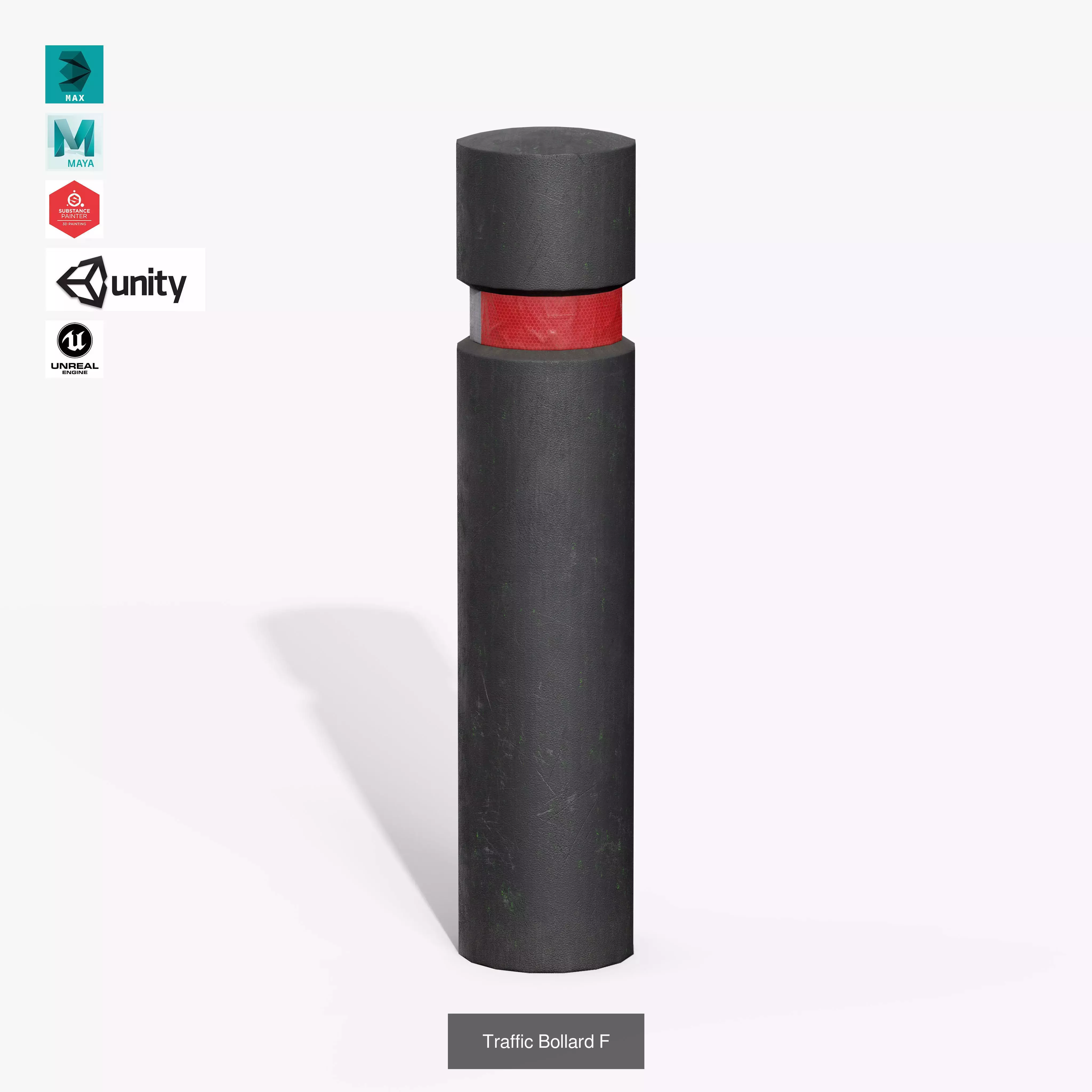 Traffic Bollards Pack 3D Model Collection_13