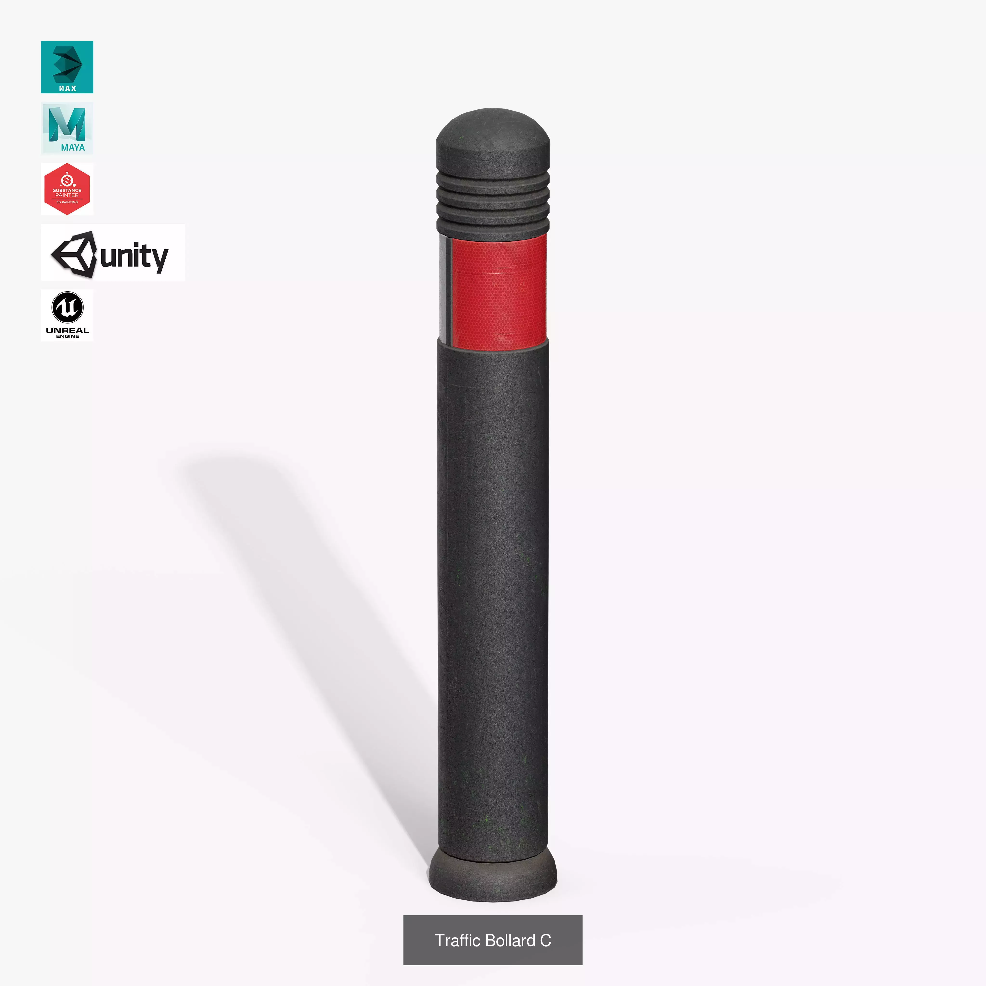 Traffic Bollards Pack 3D Model Collection_10