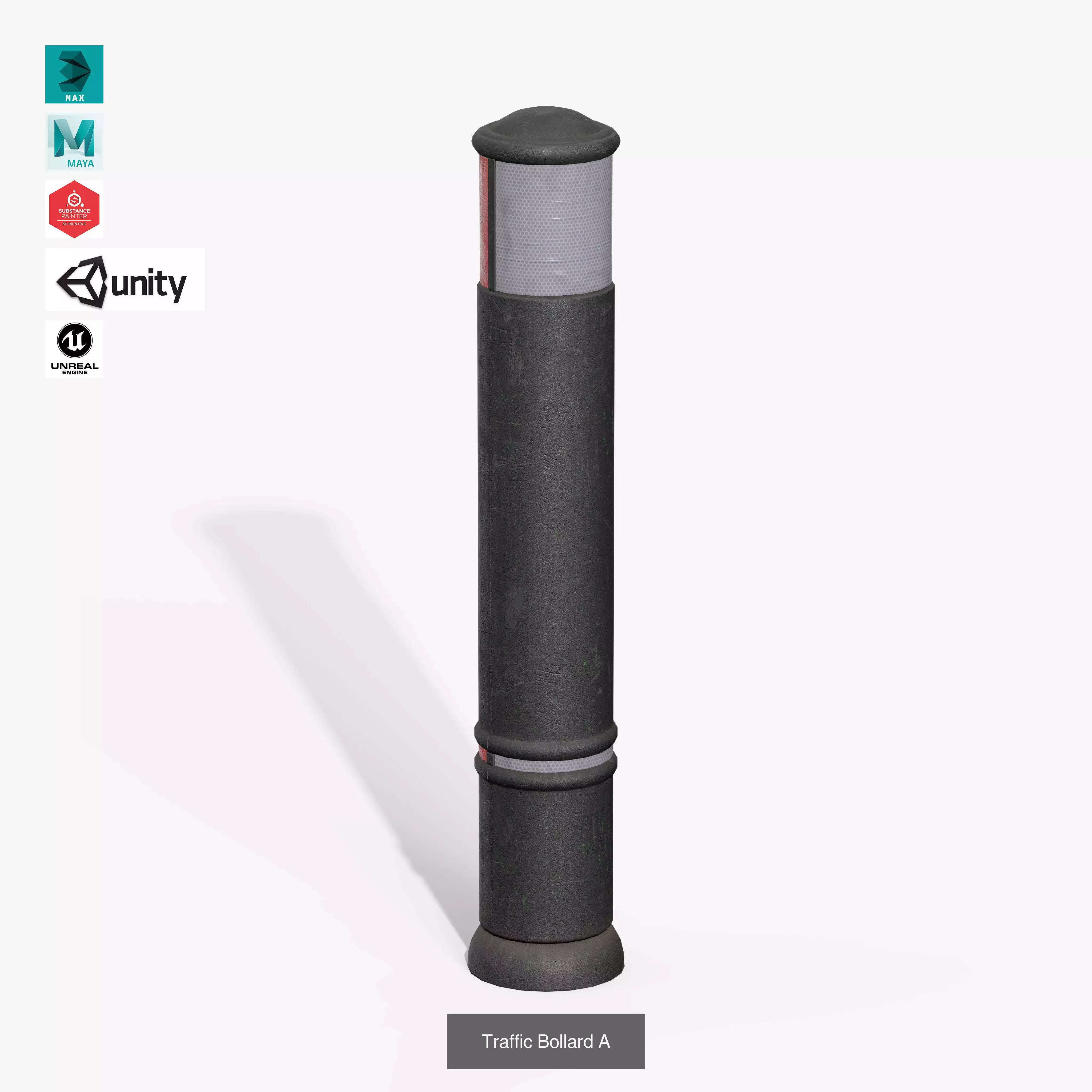 Traffic Bollards Pack 3D Model Collection_8