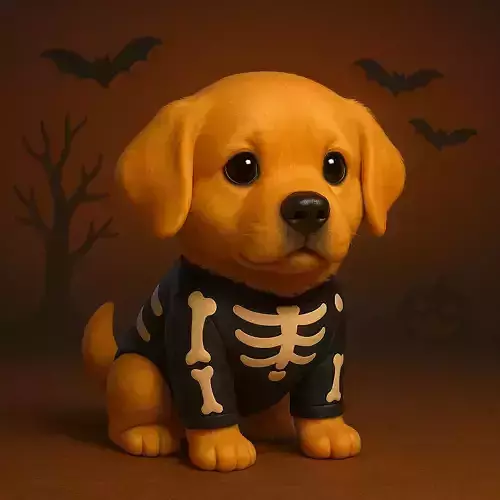 Golden Retriever Esqueleto Spooky 3D print model