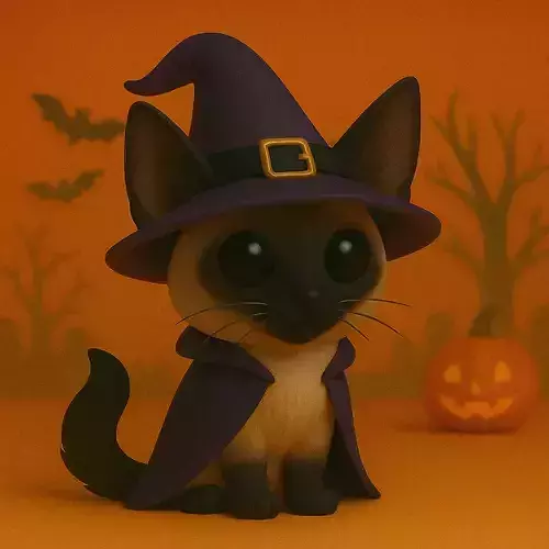Gato Siames Hechicero de Halloween POP STL