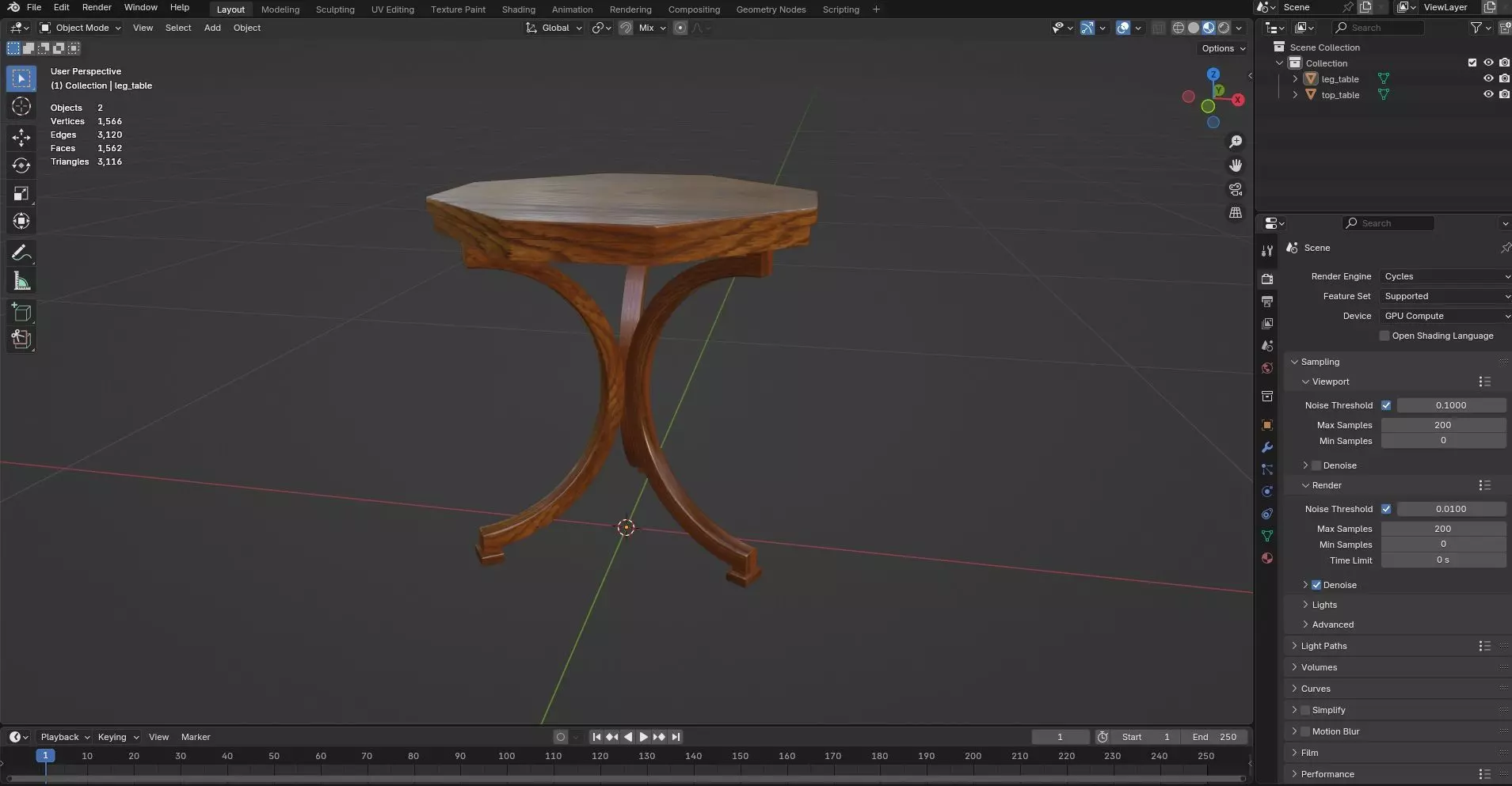 Octagon Table CG106 3D model_8