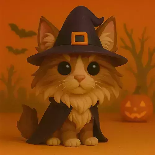 Gato Bosque de Noruega Hechicero de Halloween POP STL