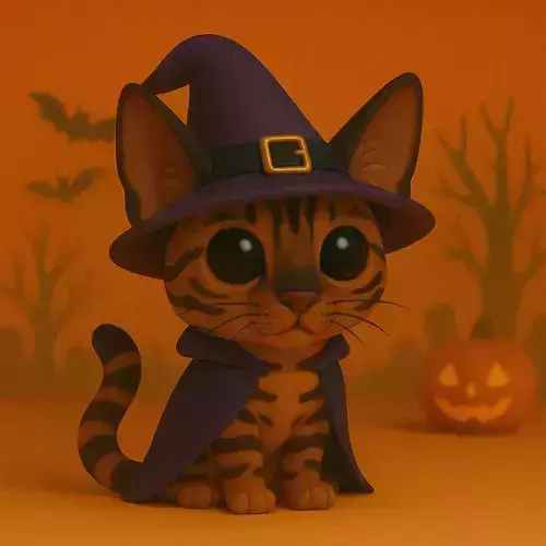 Gato Bengali Hechicero de Halloween POP STL