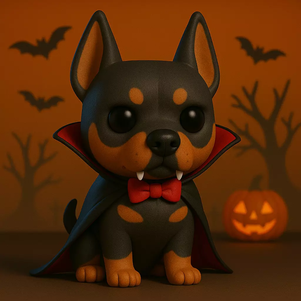 Doberman Vampiro de Halloween POP STL 3D print model_0