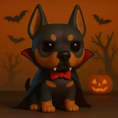 Doberman Vampiro de Halloween POP STL 3D print model Doberman Vampiro de Halloween POP STL 3D print model