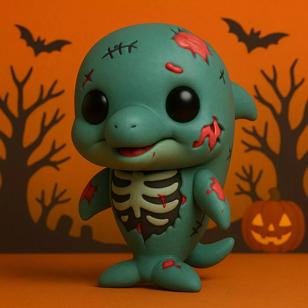 Delfin Zombie de Halloween POP STL 3D print model_0