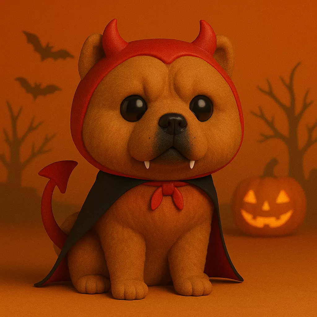 Chow Chow Diablillo de Halloween POP STL 3D print model_0