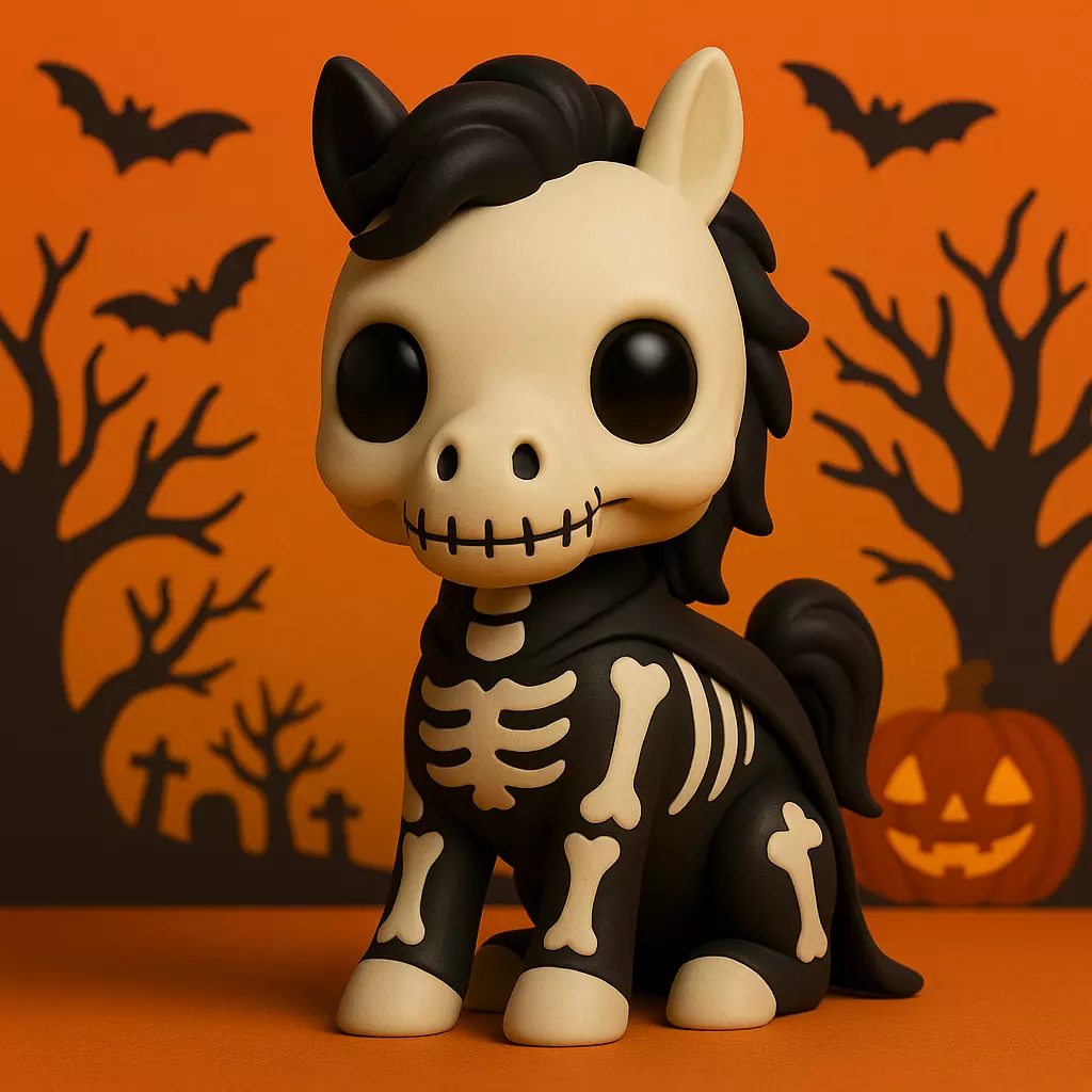 Caballo Esqueleto de Halloween POP STL 3D print model_0