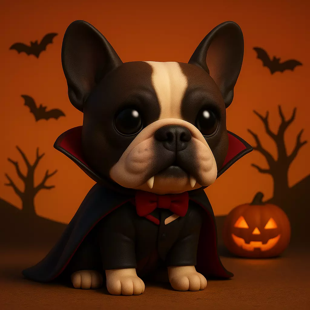 Bulldog Vampiro de Halloween 3D print model_0