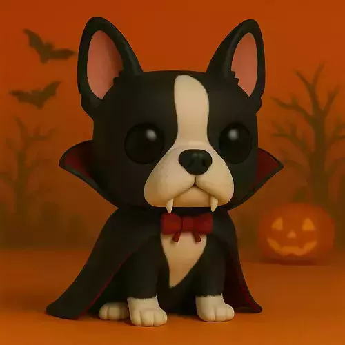 Boston Terrier Vampiro de Halloween POP STL 3D print model Boston Terrier Vampiro de Halloween POP STL 3D print model