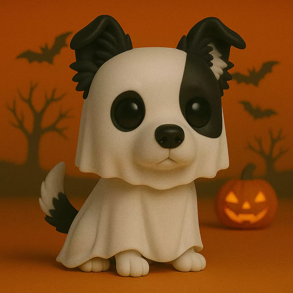Border Collie Fantasma de Halloween POP STL 3D print model_0