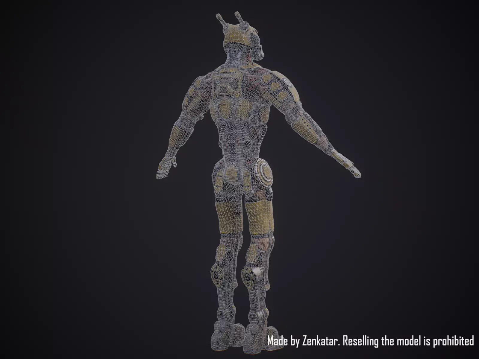 Sci-fi robot character with 4 color options Low-poly 3D model_34