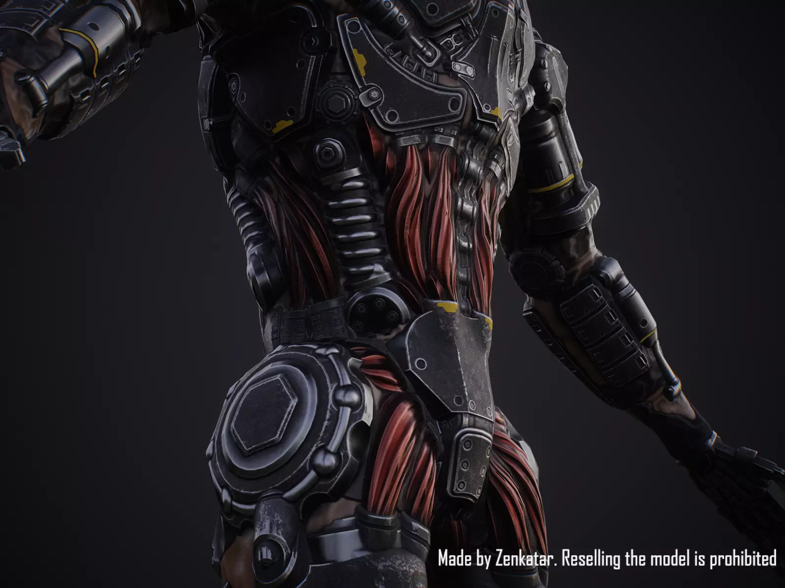 Sci-fi robot character with 4 color options Low-poly 3D model_26