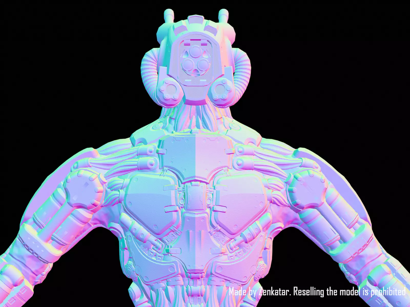 Sci-fi robot character with 4 color options Low-poly 3D model_35