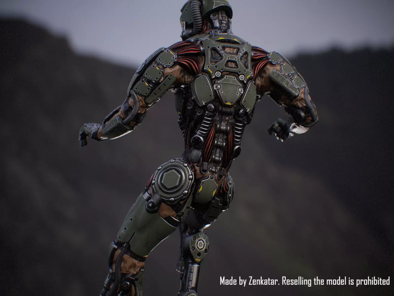 Sci-fi robot character with 4 color options Low-poly 3D model_10