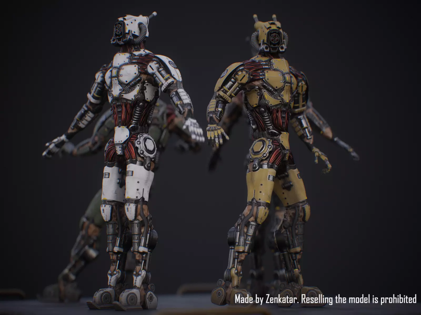 Sci-fi robot character with 4 color options Low-poly 3D model_20