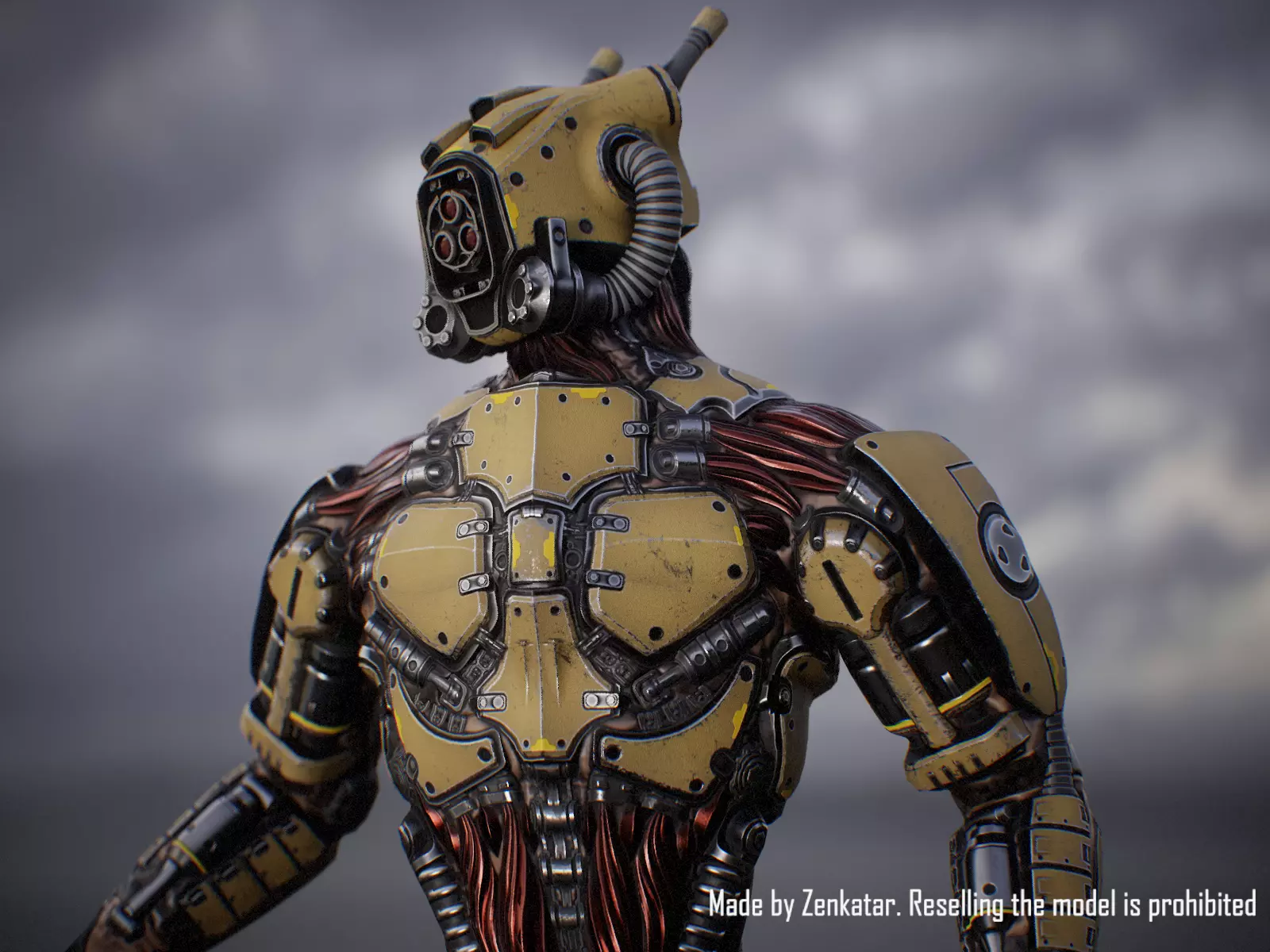 Sci-fi robot character with 4 color options Low-poly 3D model_5