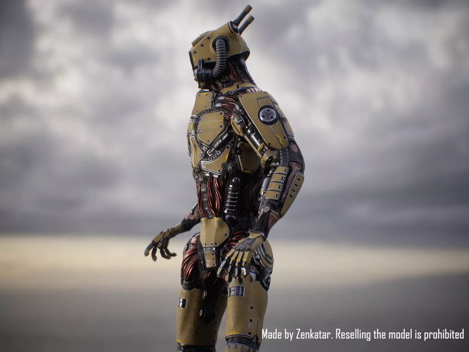 Sci-fi robot character with 4 color options Low-poly 3D model_7