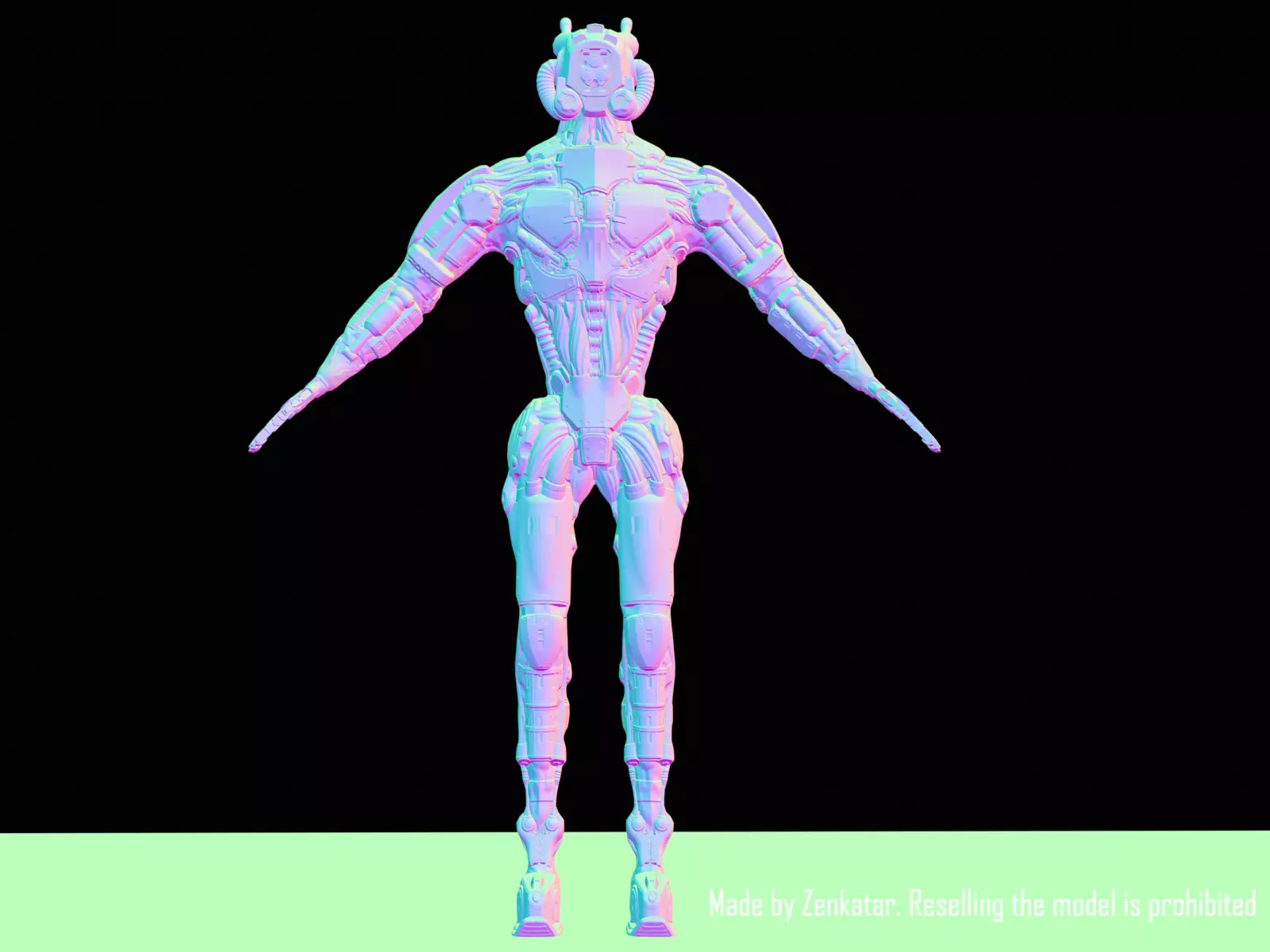 Sci-fi robot character with 4 color options Low-poly 3D model_36