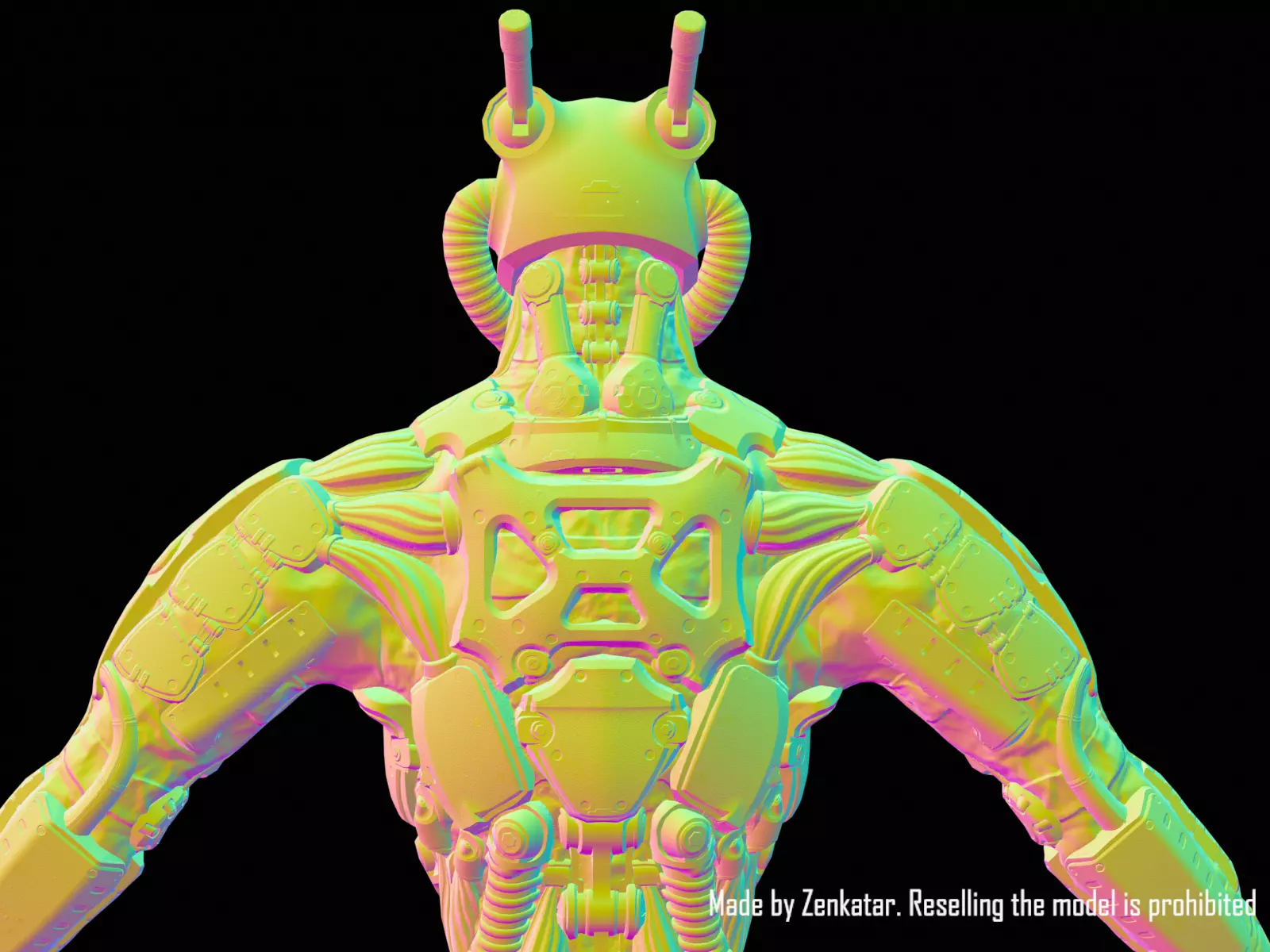 Sci-fi robot character with 4 color options Low-poly 3D model_37